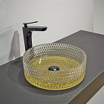 Стеклянная круглая раковина 36 см Comforty GL04 золотое прозрачное стекло