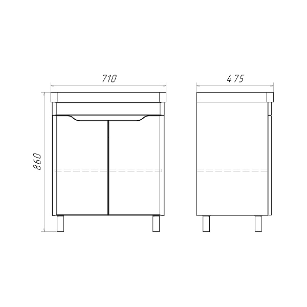 Мебель для ванных комнат 70 - 76 см 