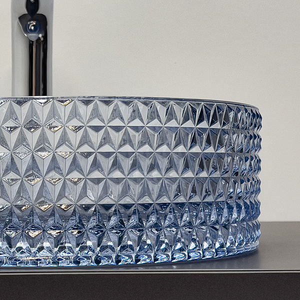 Накладная стеклянная раковина 40 см для ванной Comforty CF21011 небесно-голубой