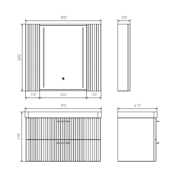 Мебель для ванных комнат 80 - 90 см 