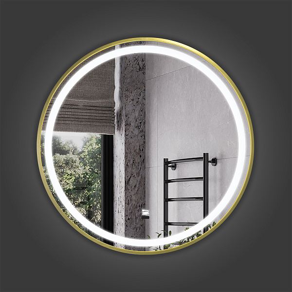 Зеркало Круглое зеркало в алюминиевой раме со светодиодной подсветкой Лея 75