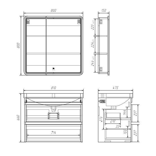 Мебель для ванных комнат 80 - 90 см 