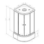 Душевая кабина Comforty СF5888E-А 800*800*2100 серое стекло, задняя черная стеклянная панель, высокий поддон