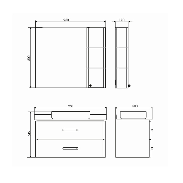 Мебель для ванных комнат 80 - 90 см Коллекция Comforty Амстердам 95