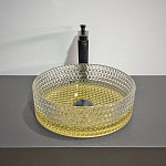 Стеклянная круглая раковина 36 см Comforty GL04 золотое прозрачное стекло
