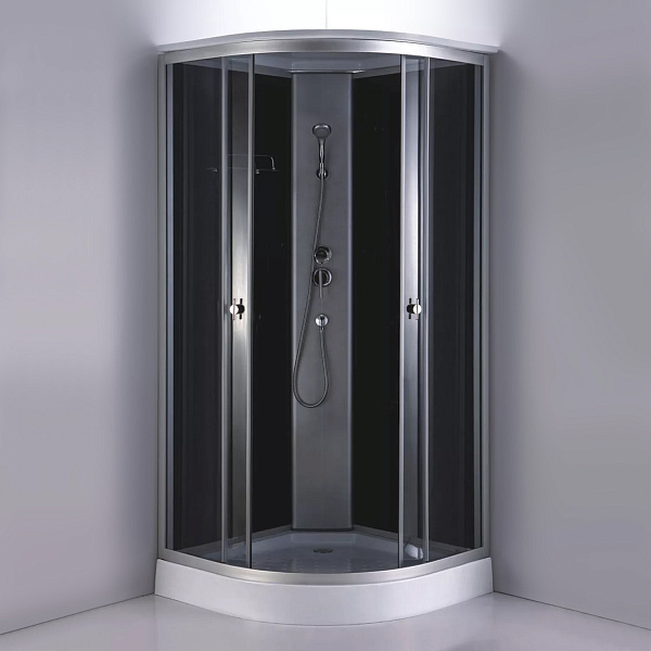 Душевая кабина Comforty СF5881E-A 800*800*2100 серое стекло, задняя черная стеклянная панель, низкий поддон