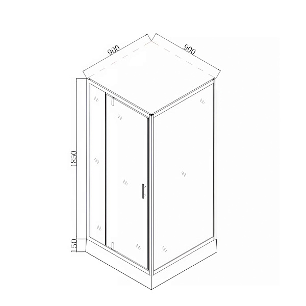 Душевое ограждение Comforty 30FT матовое стекло, поддон, профиль хром 900*900*2000 мм