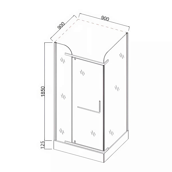 Душевое ограждение Comforty 32NB прозрачное стекло, черный профиль, поддон, 900*900*1975