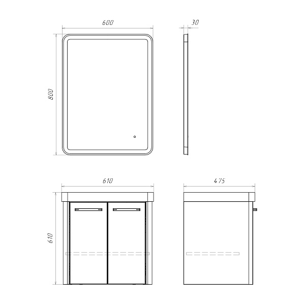 Мебель для ванных комнат 50 - 60 см 