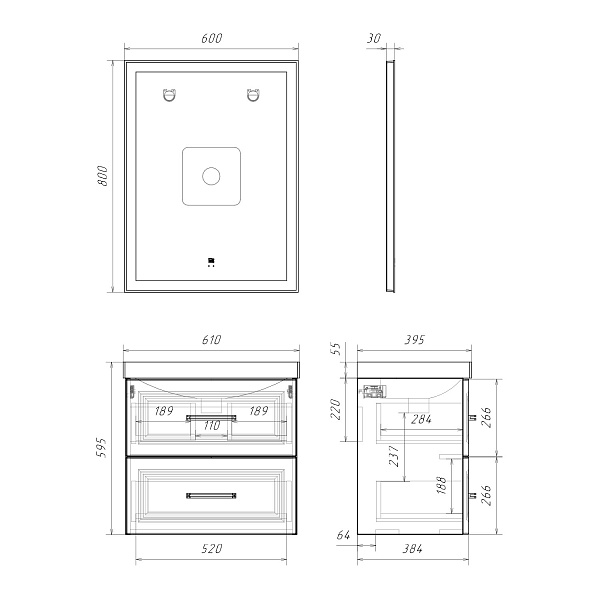 Мебель для ванных комнат 50 - 60 см 