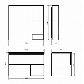 Мебель для ванных комнат 80 - 90 см Коллекция Comforty Франкфурт 90