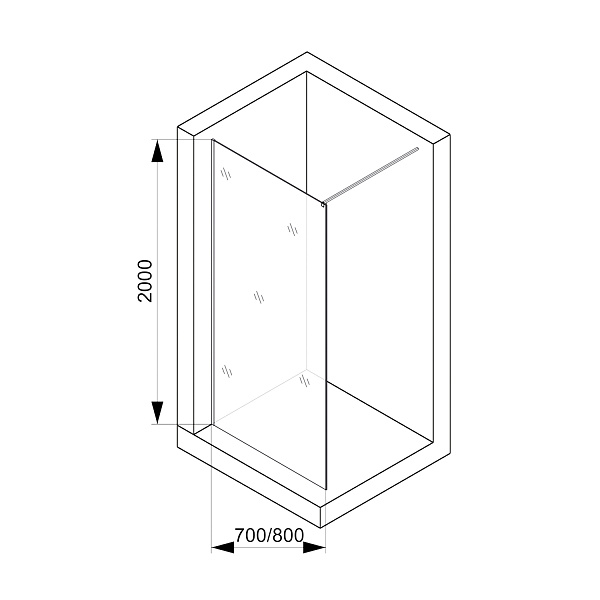 Душевая перегородка Comforty Walk-in CF5C916CR 700, рифленое стекло, профиль хром, 700*2000 мм