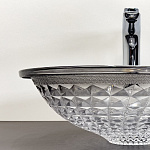 Круглая раковина 40 см для ванной Comforty CF26016 дымчатое закаленное стекло