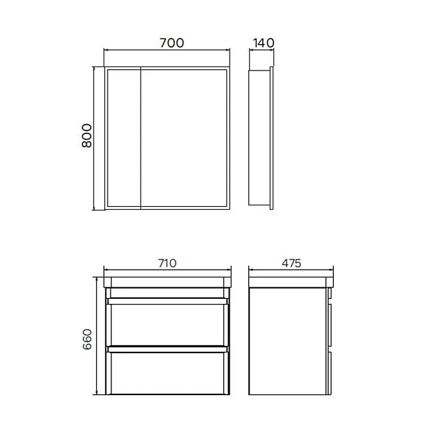 Мебель для ванных комнат 70 - 76 см 