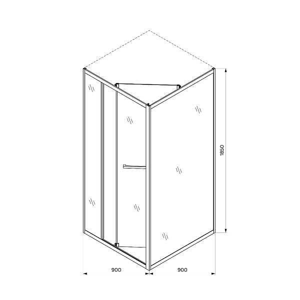 Душевое ограждение Comforty 36B профиль брашированный черный, без поддона, 900*900*1850 мм