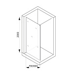 Душевая перегородка Comforty Walk-in CF5C916B 700 рифленое стекло, черный профиль, 700*2000 мм