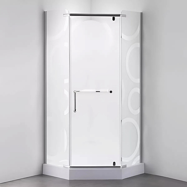 Душевое ограждение Comforty 31NR матовое стекло с рисунком круги, поддон, 900*900*1975