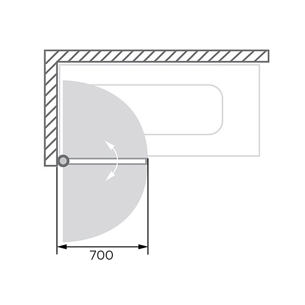 Стеклянная шторка на борт ванны Comforty 28CR 700*1400 мм