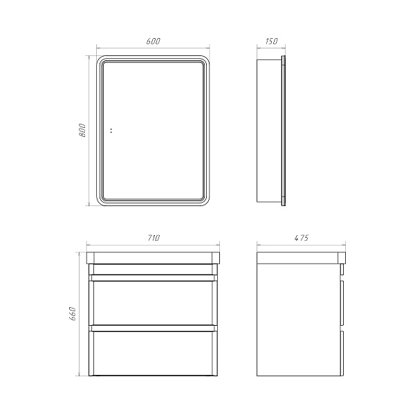 Мебель для ванных комнат 70 - 76 см 