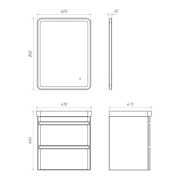 Мебель для ванных комнат 50 - 60 см 