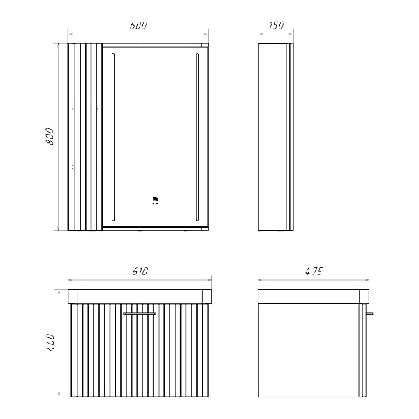 Мебель для ванных комнат 50 - 60 см 