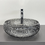 Круглая раковина чаша 40 см для ванной Comforty CF21303 закаленное дымчатое стекло