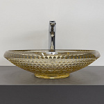 Накладная стеклянная раковина 45 см Comforty CF21207 цвет шампань, для ванной на столешницу