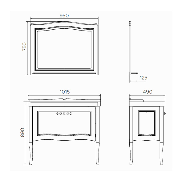 Мебель для ванных комнат 100 - 120 см Коллекция Comforty Павия 100