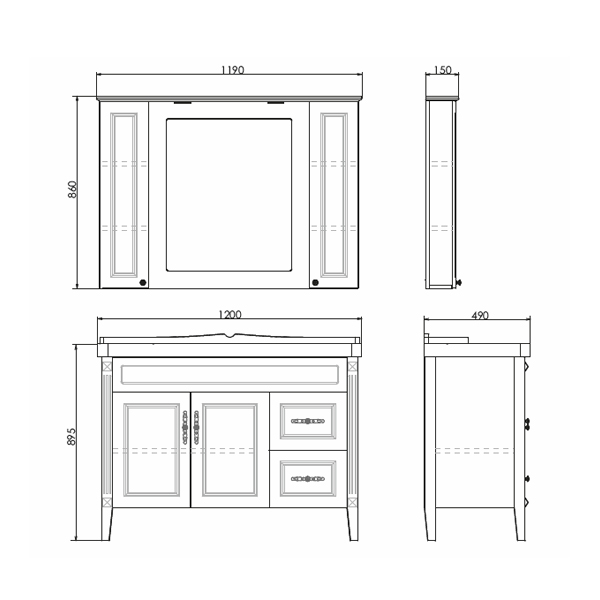 Мебель для ванных комнат 100 - 120 см Коллекция Comforty Палермо 120