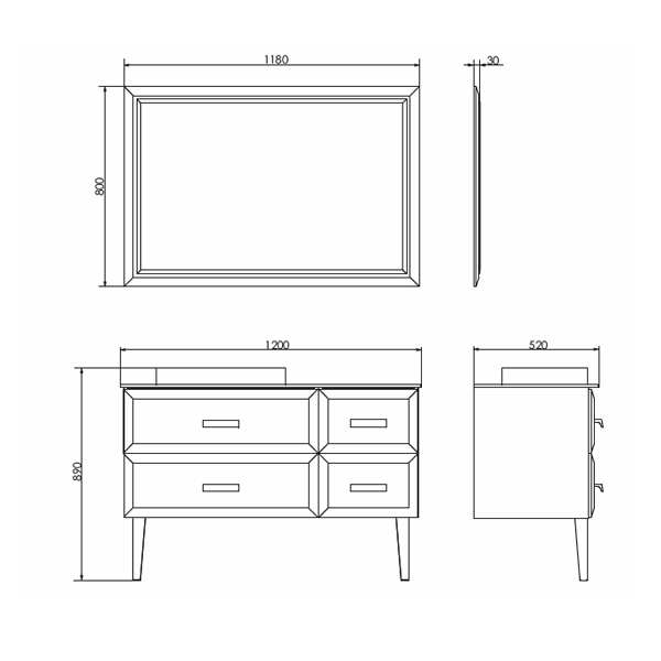 Мебель для ванных комнат 100 - 120 см Коллекция Comforty Империя 120 Мебель для ванных комнат 100 - 120 см Коллекция Comforty Империя 120