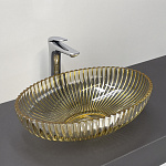Овальная накладная раковина 50 см для ванной Comforty CF24004 закаленное стекло, цвет шампань