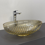 Овальная накладная раковина 50 см для ванной Comforty CF24004 закаленное стекло, цвет шампань